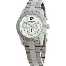 Luigi Chrono Mid Ladies Watch with Silver Metal Band and White Di ...