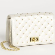 Lulu Stud Quilted Crossbody Bag Ivory/ Gold