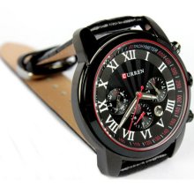 Luxury Dial Leather Clock Hours Hand Date Sports Men Wrist Watch