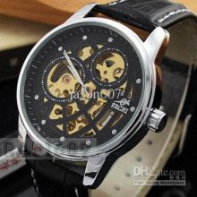 Luxury Men Automatic Watch Back Glass Watches Sport Black Leather St