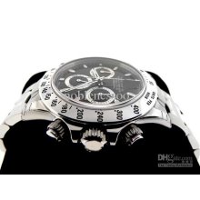 Luxury Mens Daytona Stainless Steel Black Automatic Sport Wristwatch