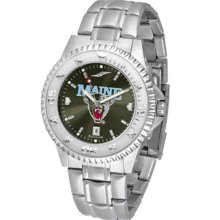 Maine Black Bears Mens Steel Anochrome Watch