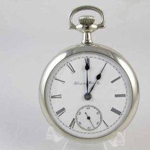 Mans 1916 antique Art Deco Hampden 17 jewel pocket watch 18 size nickel case