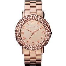 MARC by Marc Jacobs 'Marci' Mirror Dial Crystal Bezel Watch Rose Gold