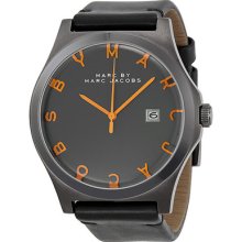 Marc Jacobs Henry Charcoal Dial Black Leather Unisex Watch Mbm1216