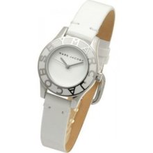 Marc Jacobs Ladies Blade Mini White Patent Leather Steel Watch 25mm Case Mbm1097