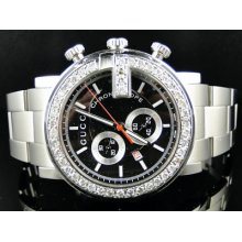 Mens 3.5 Ct Diamond 101g Gucci Ya101324 Chrono Watch