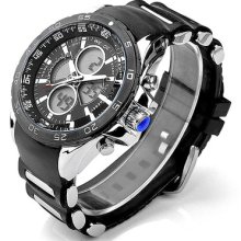 Men's Boy's Rubber Band Led Display Japan Quartz Sport Wrist Watch+gift Box