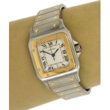 Men's Cartier Santos Stainless Steel & 18k Gold Trendy Wrist Watch