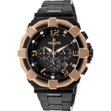 Men's Chronograph Black Dial Black Stainless Steel ...