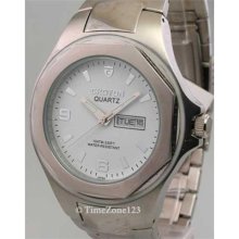 Mens Croton Steel Day Date Watch CA301100SSDW