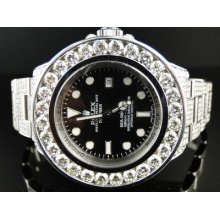 Mens Custom Rolex 46 Mm Sea Dweller Deep Sea Genuine Diamond Watch