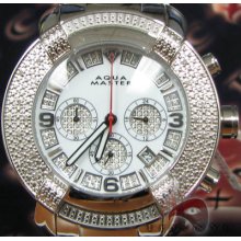 Mens Diamond Aqua Master Watch Ornament 0.20ct