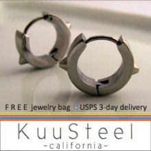 Mens Earrings Silver Hoop Huggie - Stainless Steel Jewelry For Guys