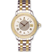 Mens Ernest Borel Two-tone Stainless Crystal Watch