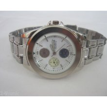 Men's Geneva Chronograph White Dial Dot Band 2