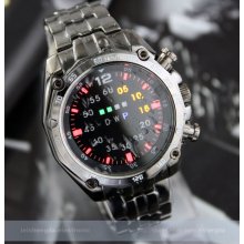 Mens Military Waterproof Color Blue Led Lights Silver Black Army Sports Wath