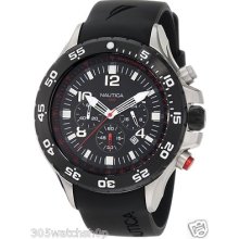 Men's Nautica N17526g Black Strap Nst Chronograph Watch Us Seller