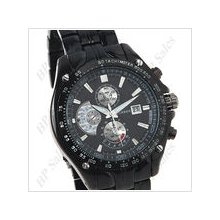 mens new Curren stainless quartz watch black face & black finish date