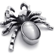 Mens Opal Stainless Steel Spider Pendant Necklace Ad21599