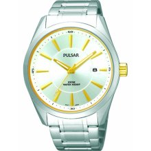 Men's Pulsar By Seiko Pxha03 Quartz Date White Dial Stainless Watch