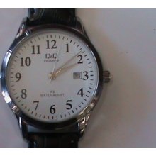 Mens Q & Q Watch By Citizen Easy To Read Numbers Date Japan Wow Nice