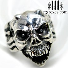 Mens Skull Ring Silver Gothic Devil Band Gargoyle Size 12