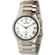 Mens Stainless Steel Quartz White Dial Watch