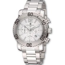 Mens Stainless Steel White Dial Chronograph Watch