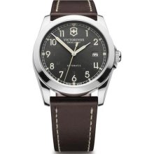 Men's Swiss Army Infantry Automatic Stainless Steel Leather Strap Watch