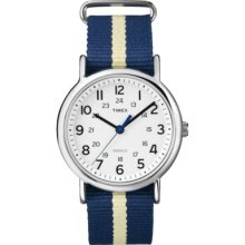 Men's Timex Fullsize Weekender Stripe Slip Through Strap Watch - Blue