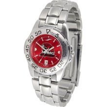 Miami of Ohio Redhawks Ladies Stainless Steel Dress Watch