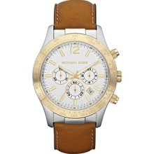 Michael Kors Chronograph Layton Brown Leather Strap 45mm Men's Watch MK8203