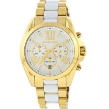 Michael Kors Gold Tone White Chronograph Women Dial White Gold Watch Round