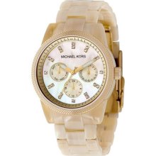 Michael Kors Horn Gold Crystal Multifunction Date Watch Mk5039