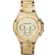 Michael Kors Ladies Mk5449 Chrono Horn Gold Oversize Dial Watch