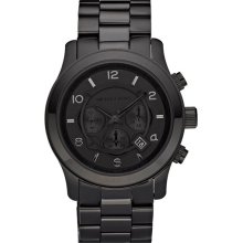 Michael Kors 'Large Runway' Blacked Out Chronograph Watch, 45mm Black