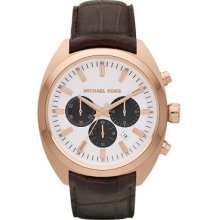 Michael Kors Men's Chronograph Dean Chocolate Leather Strap Watch MK8271