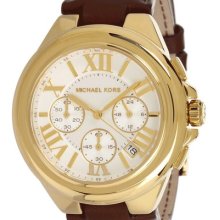 Michael Kors Mk2266 Camille Gold Chronograph Chocolate Leather Strap 9059