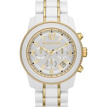 Michael Kors 'Preston' Chronograph Bracelet Watch, 43mm White/ Gold