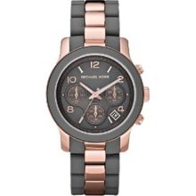 Michael Kors Silicone Runway Rose Gold-tone Chronograph Ladies Wa ...