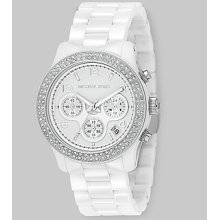 Michael Kors Stainless Steel Ceramic Chronograph Bracelet Watch - White