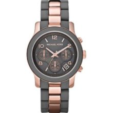 Michael Kors Women S Mk5465 Runway Grey & Rose Gold Tone Stainless Steel Watch