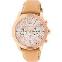 Michael Kors Women's Chronograph Mercer Rose Gold Leather Watch Mk2283