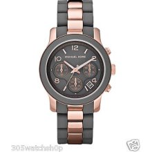 Michael Kors Women's Mk5465 Runway Gray Rose Gold Chronograph $250 W/ Box