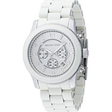 Michaels Kors Men's Oversize Runway Elegant Chronograph White Silicone Watch