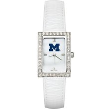 Michigan Women's White Leather Strap Allure Watch