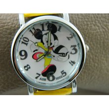 Mickey Mouse Watch/ Yellow Face Measure 1 1/4''/yellow Band