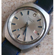 Milus Alarm Date Wristwatch Nickel Chromiun Case 36 Mm. In Diameter Running