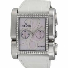 Milus Lady's Apiana Pink Mother Of Pearl Dial Diamond Case Chronograph Watch